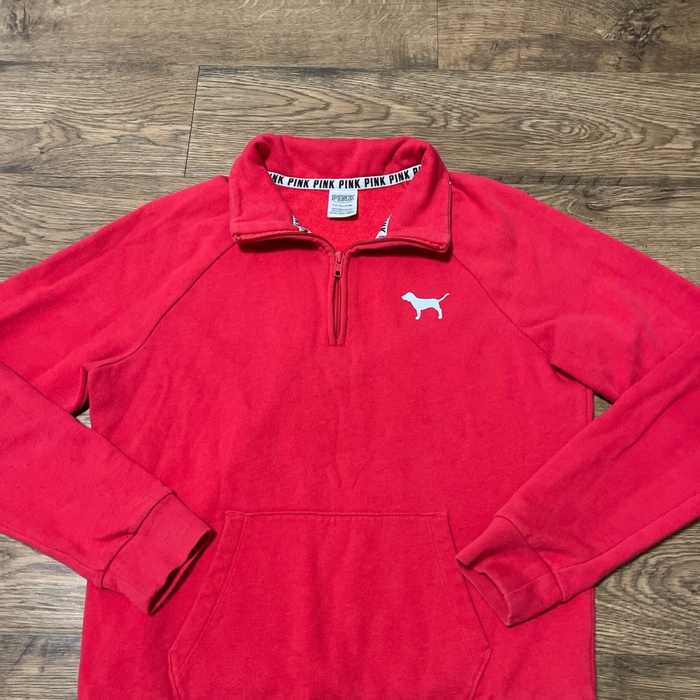 Victoria’s Secret Love PINK Logo Hoodie Sweatshirt Pink 1/4zip Women’s Size S